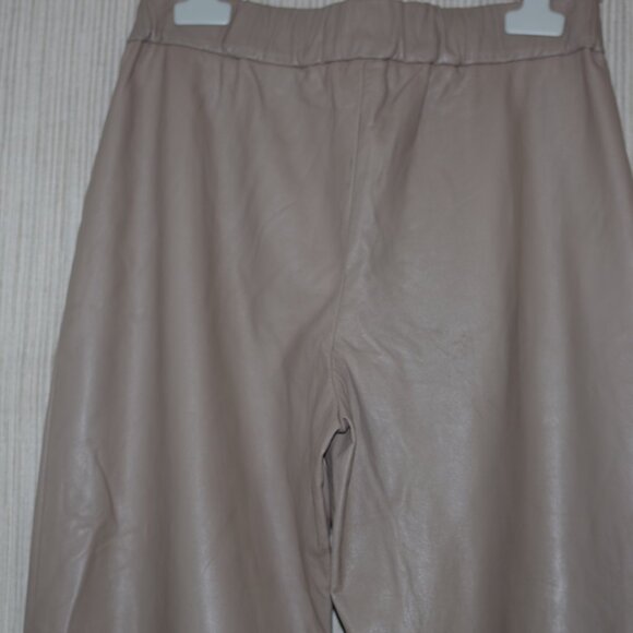 Rebecca Taylor Taupe Beige  leather pants elastic waist hem zip Jogger Size: 2 - Picture 9 of 17